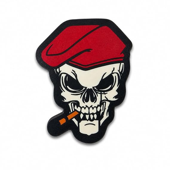 Red Beret Smoking Skeleton Patch