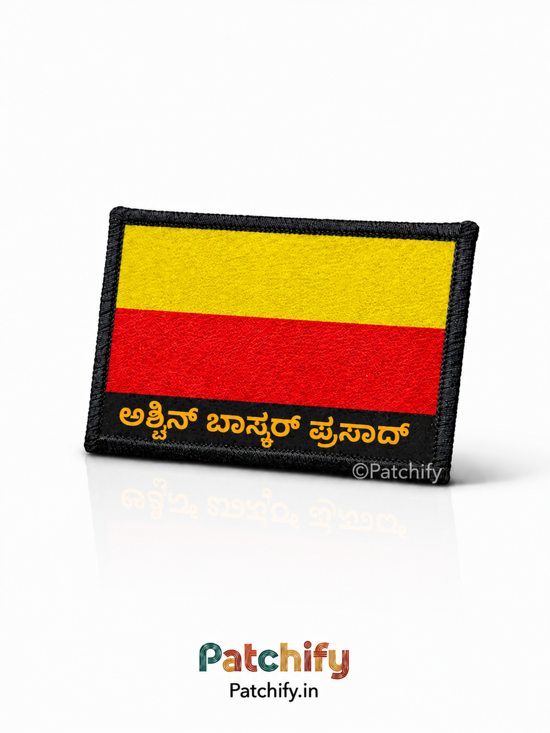 Karnataka Flag Patch with Name and Blood Group