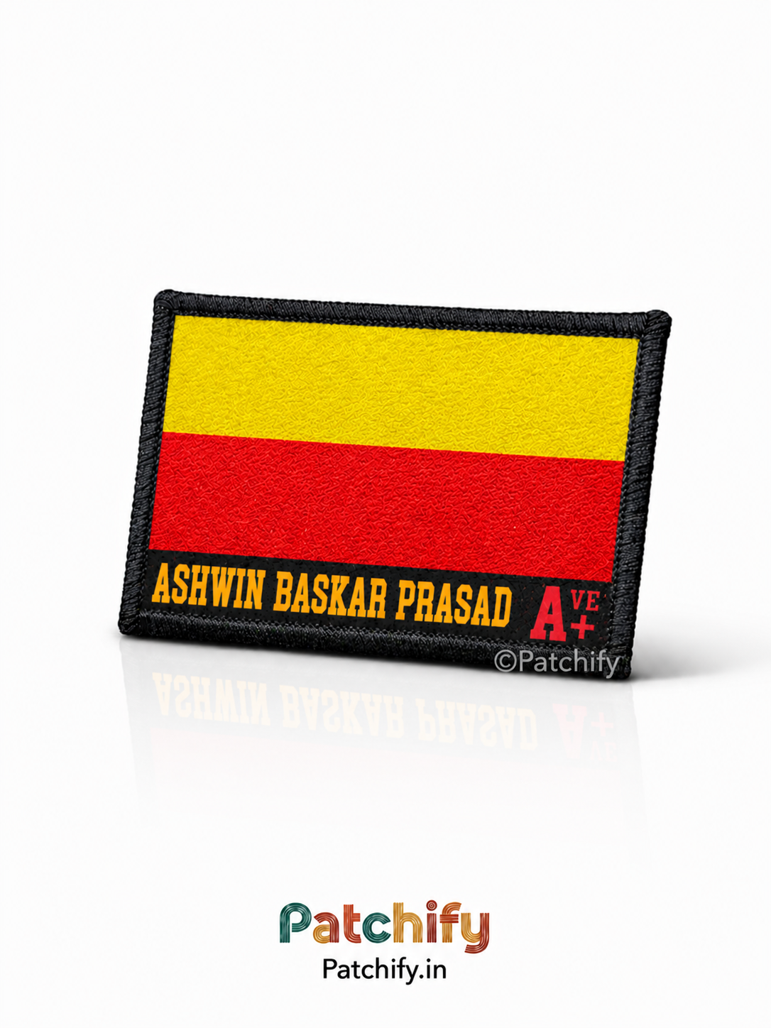 Karnataka Flag Patch with Name and Blood Group