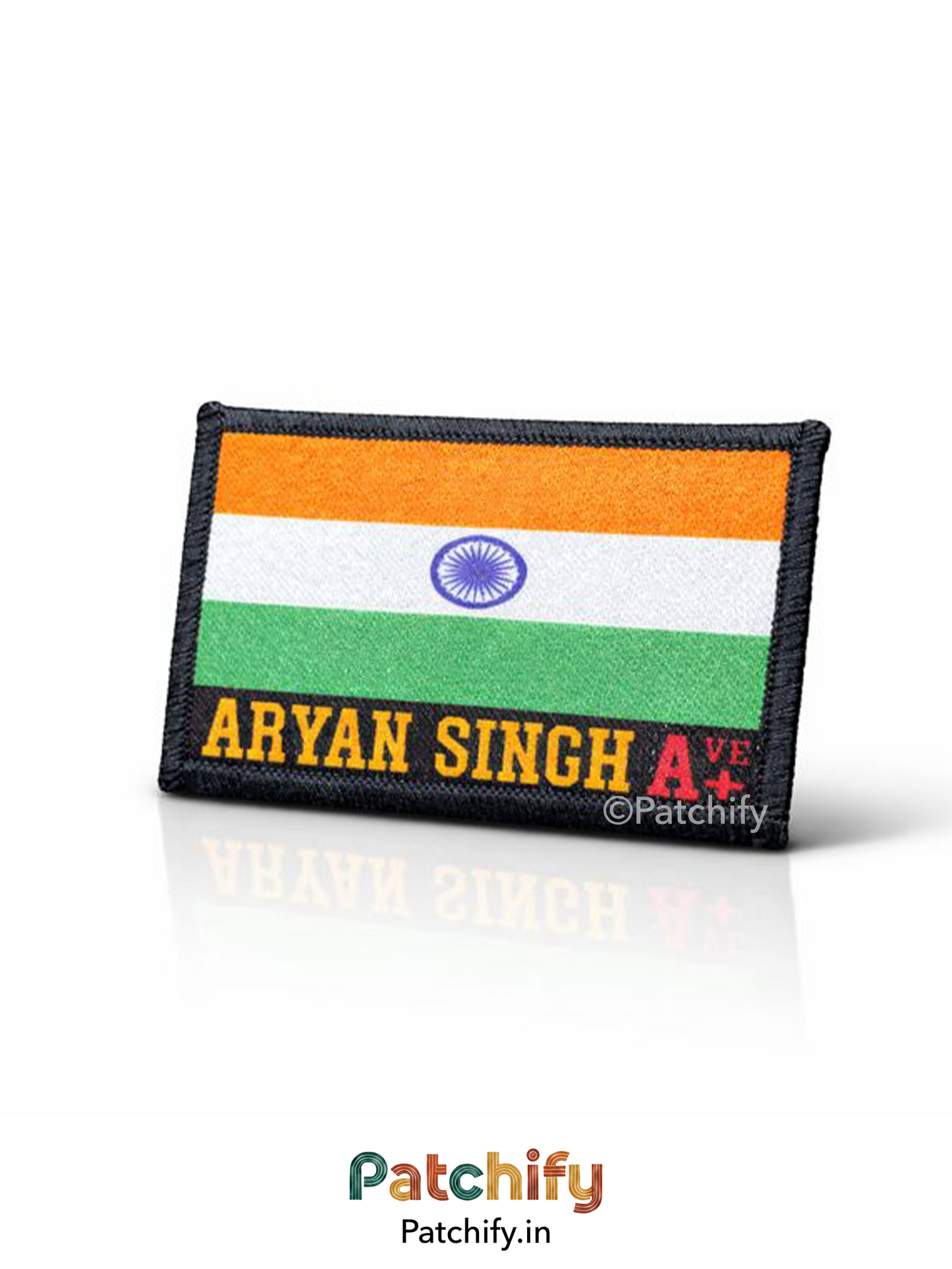 India Flag Patch WIth Name and Blood Group